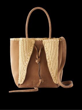 Gabriela Hearst Tan Suede Tote with Cream Woven Trim